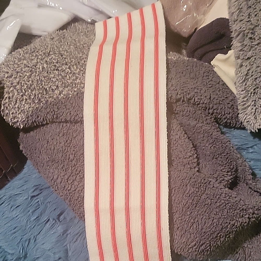 Red and White Striped Scarf